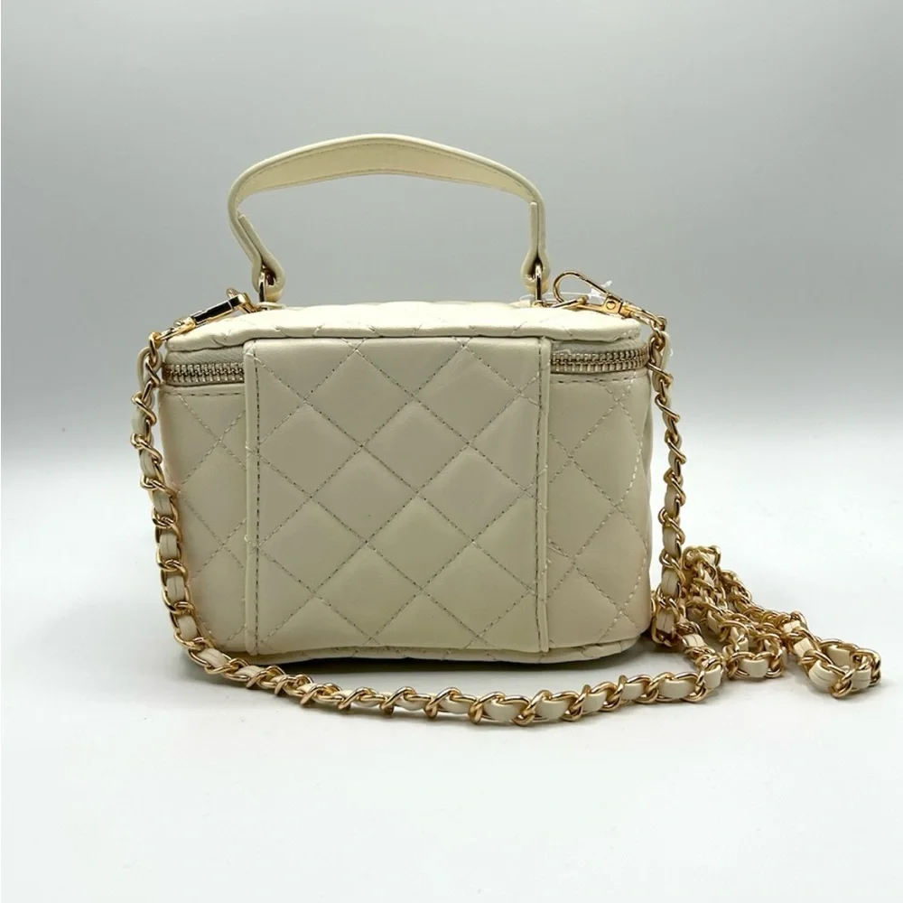 Valentino Orlandi Cream Quilted Vanity Handbag